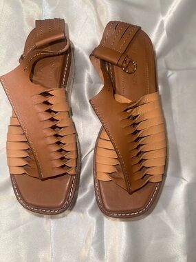 Ulla Johnson Tan Braided Leather Espadrille Sandals